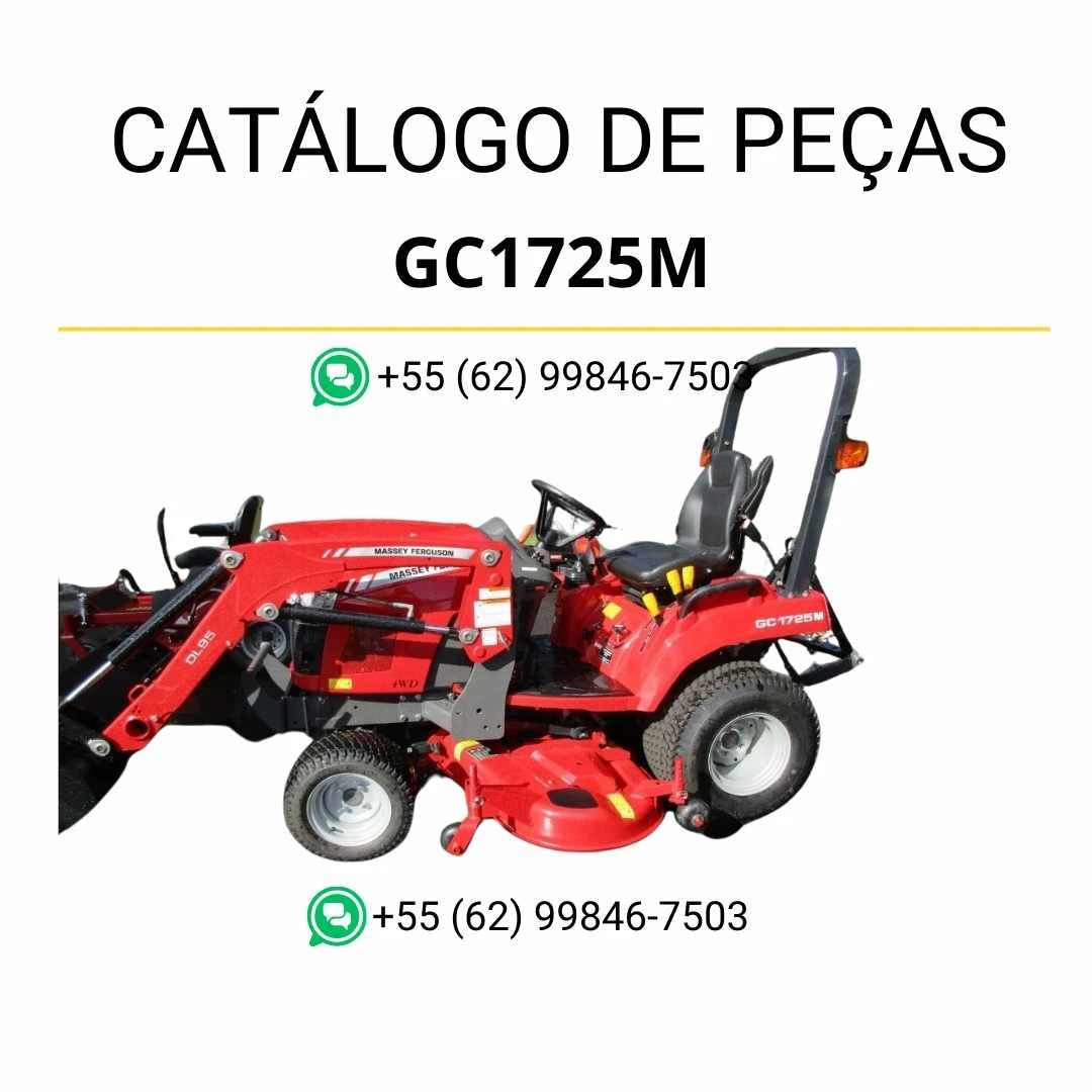Catálogo de peças Massey Ferguson GC1725M compacto em PDF, com lista detalhada de componentes e diagramas técnicos do trator