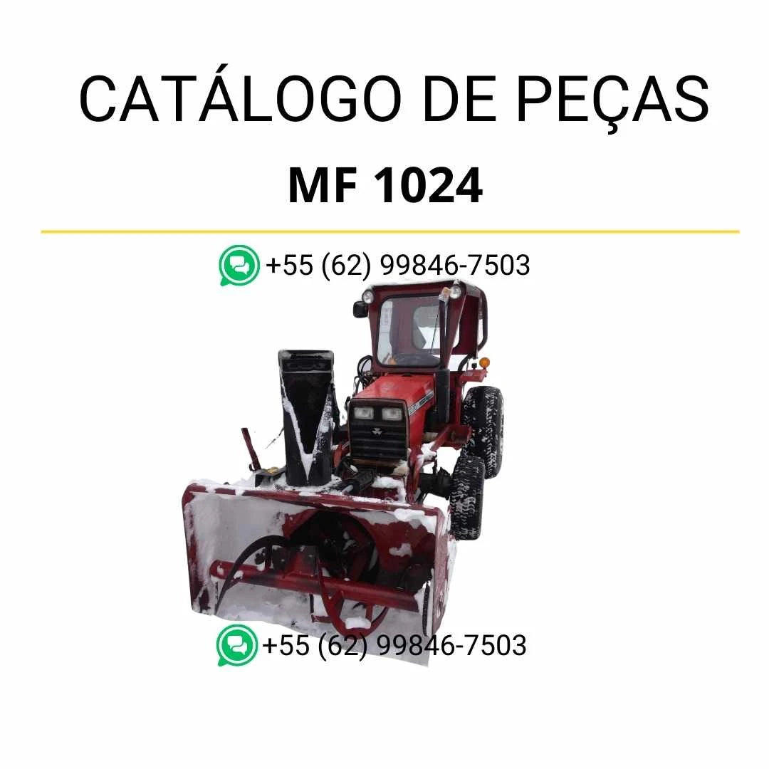 Catálogo de peças Massey Ferguson MF 1024 para trator em PDF, apresentando ilustrações técnicas e identificação detalhada dos componentes originais.