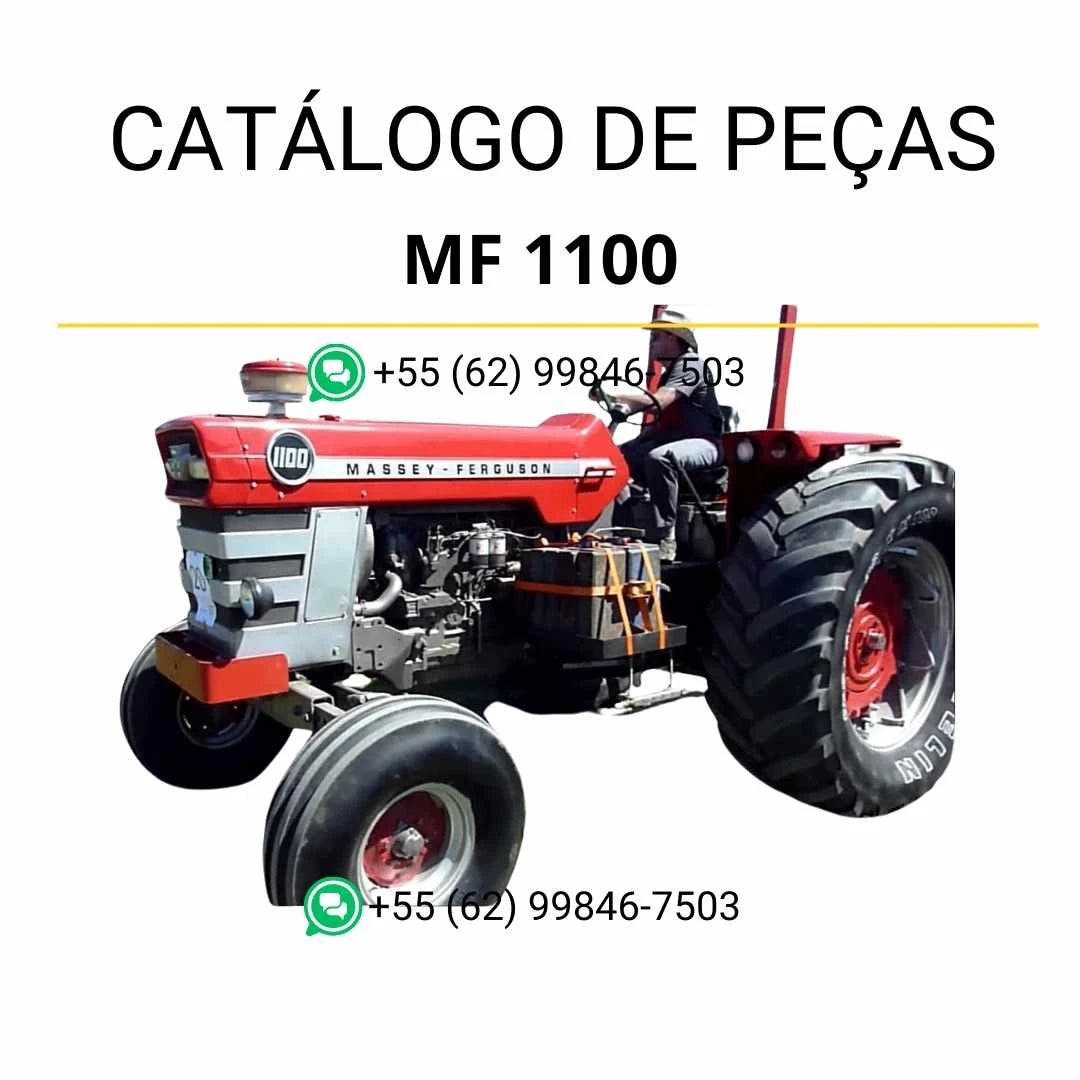 Catálogo de peças Massey Ferguson MF 1100/1130 para trator em PDF, com diagramas técnicos e identificação completa dos componentes originais.