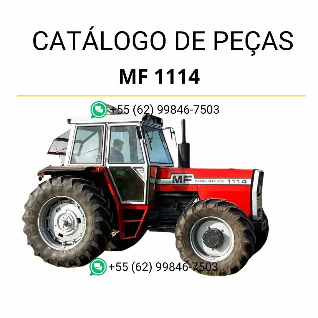 Catálogo de peças Massey Ferguson MF 1114 para trator em PDF, com diagramas técnicos completos e identificação detalhada dos componentes originais.