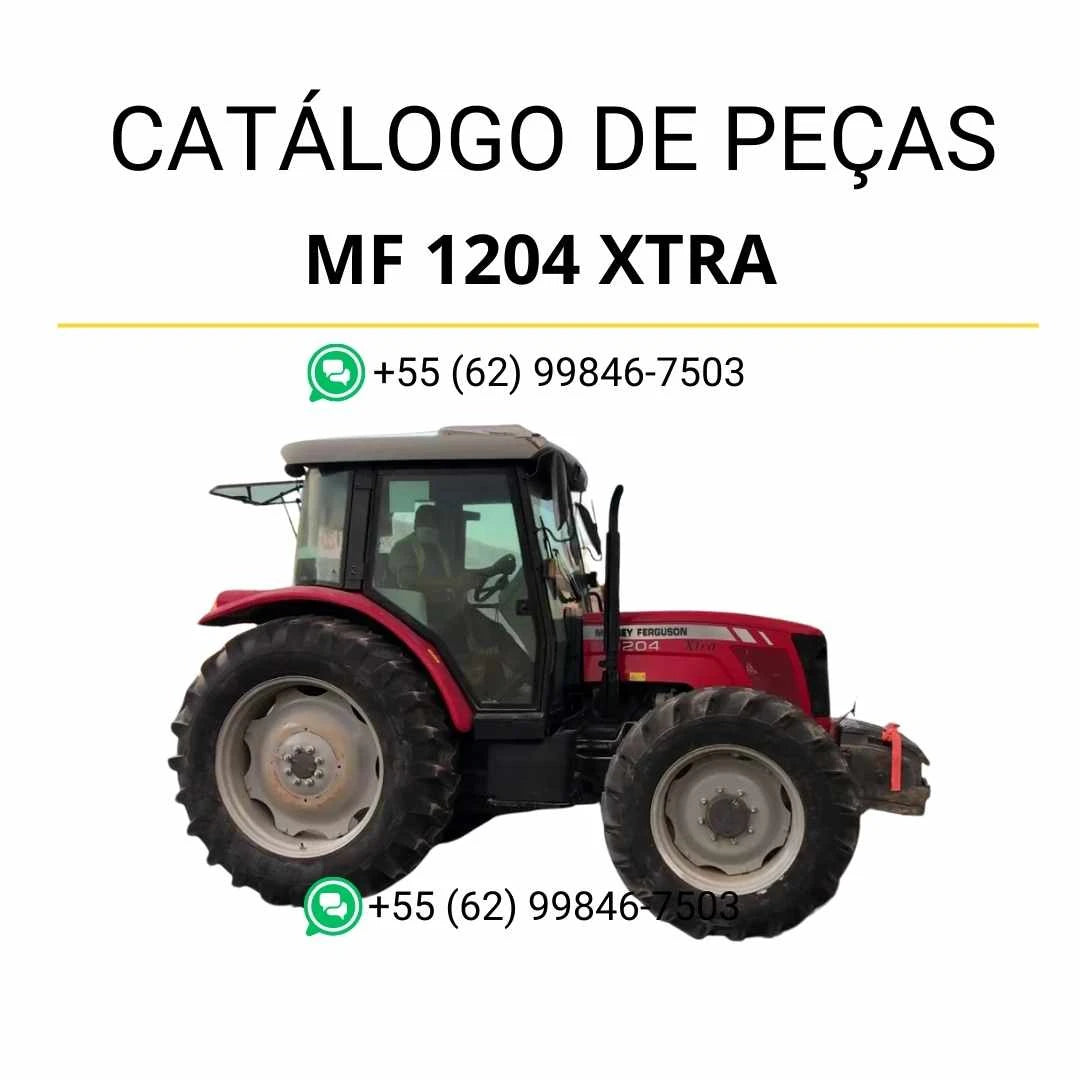 Catálogo de peças Massey Ferguson MF 1204 Xtra Tier 3 em PDF, com ilustrações técnicas detalhadas e identificação completa dos componentes originais.