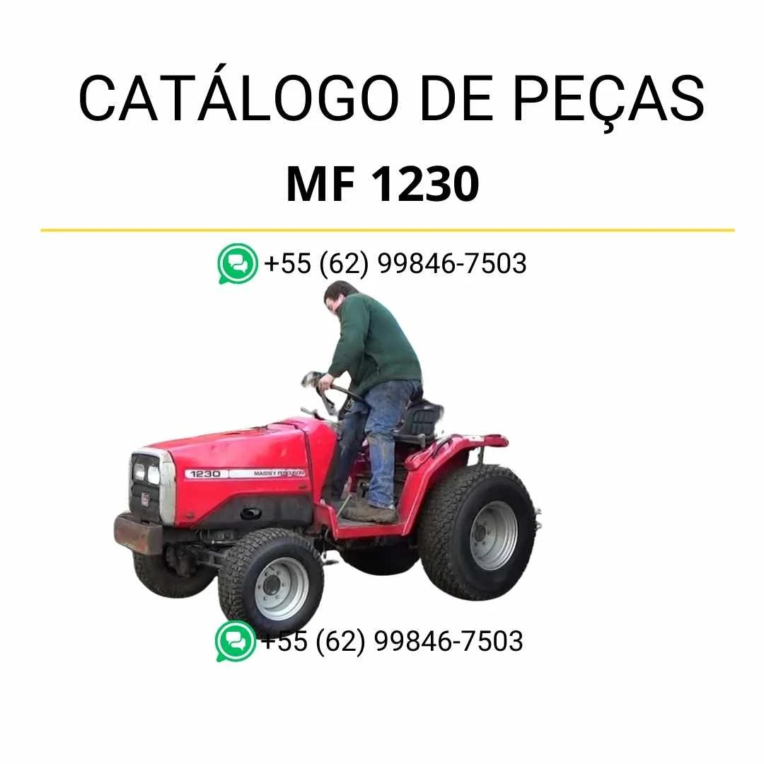 Catálogo de peças Massey Ferguson MF 1230 compacto em PDF, com diagramas técnicos e identificação detalhada dos componentes do trator
