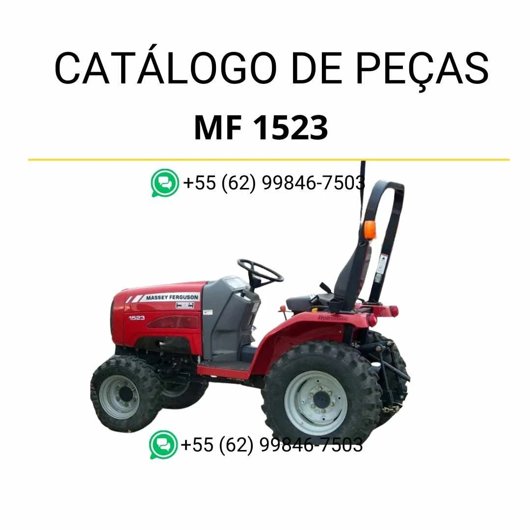 Catálogo de peças Massey Ferguson MF 1523 compacto em PDF, com diagramas técnicos e identificação completa de componentes originais