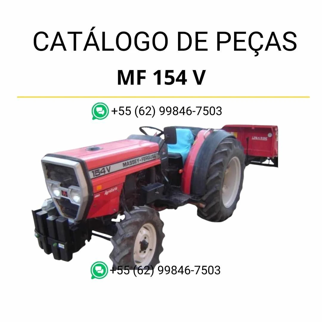 Catálogo de peças Massey Ferguson MF 154 V para trator em PDF, com diagramas técnicos e identificação completa dos componentes originais.