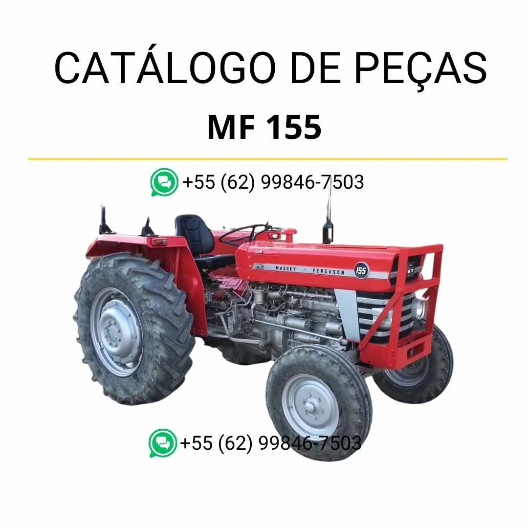 Catálogo de peças Massey Ferguson MF 155 para trator em PDF, com ilustrações técnicas e identificação completa dos componentes originais.