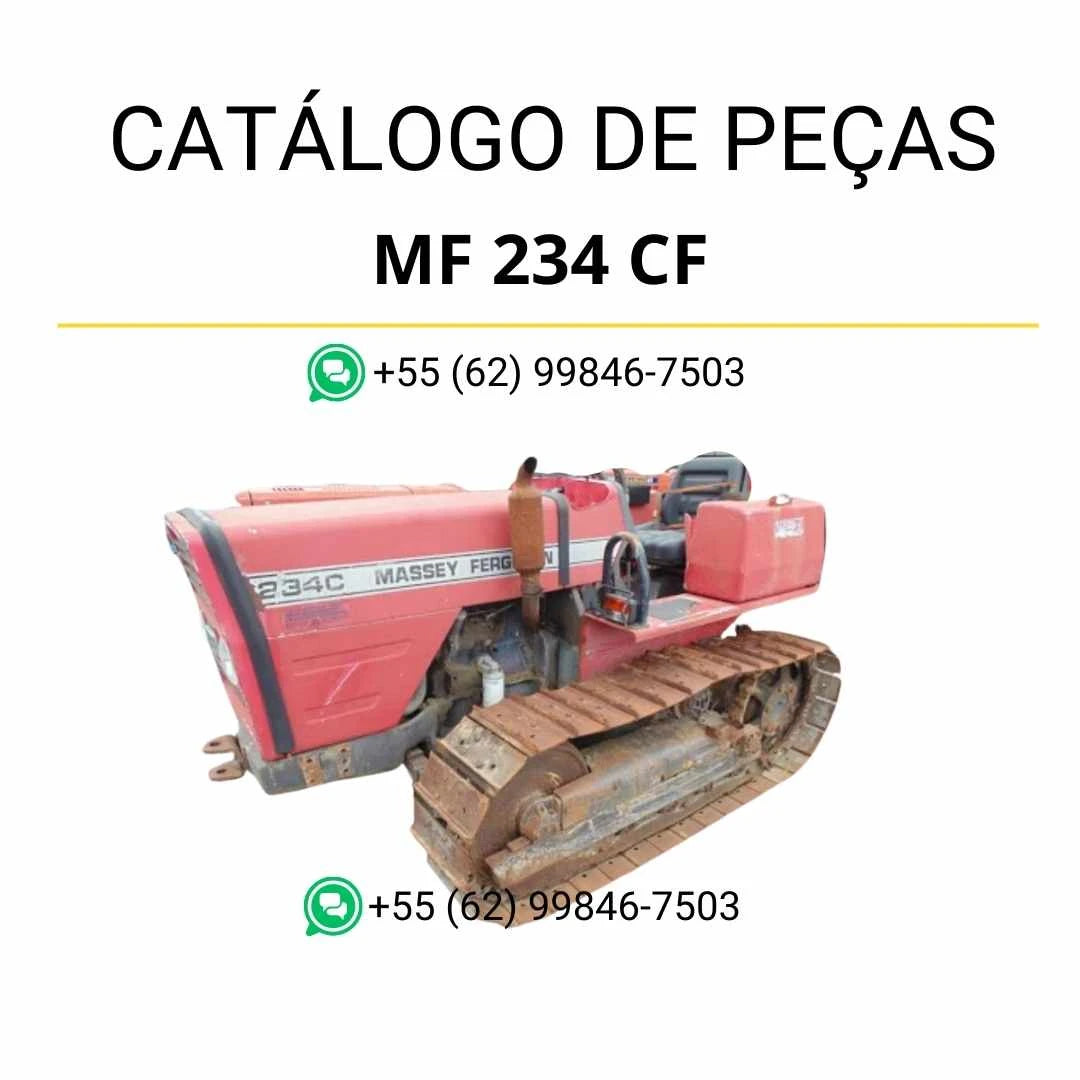Catálogo de peças Massey Ferguson MF 234 CF Crawler em PDF, com diagramas técnicos detalhados e identificação completa dos componentes originais.
