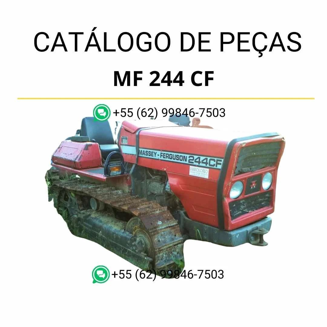 Catálogo de peças Massey Ferguson MF 244 CF Crawler em PDF, com ilustrações técnicas detalhadas e identificação completa dos componentes.