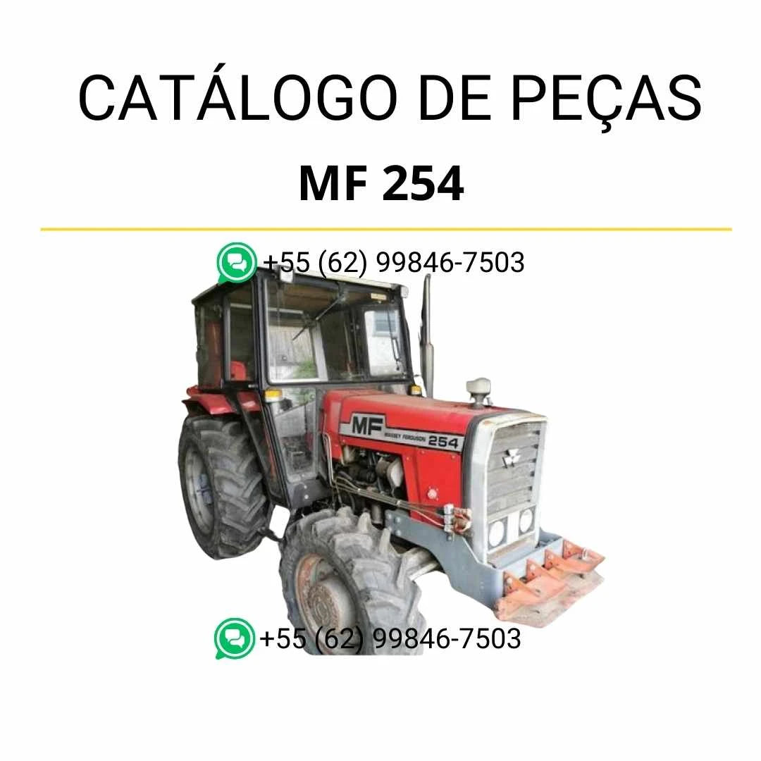 Catálogo de peças Massey Ferguson MF 254 em PDF, trazendo ilustrações técnicas detalhadas e identificação completa dos componentes do trator.