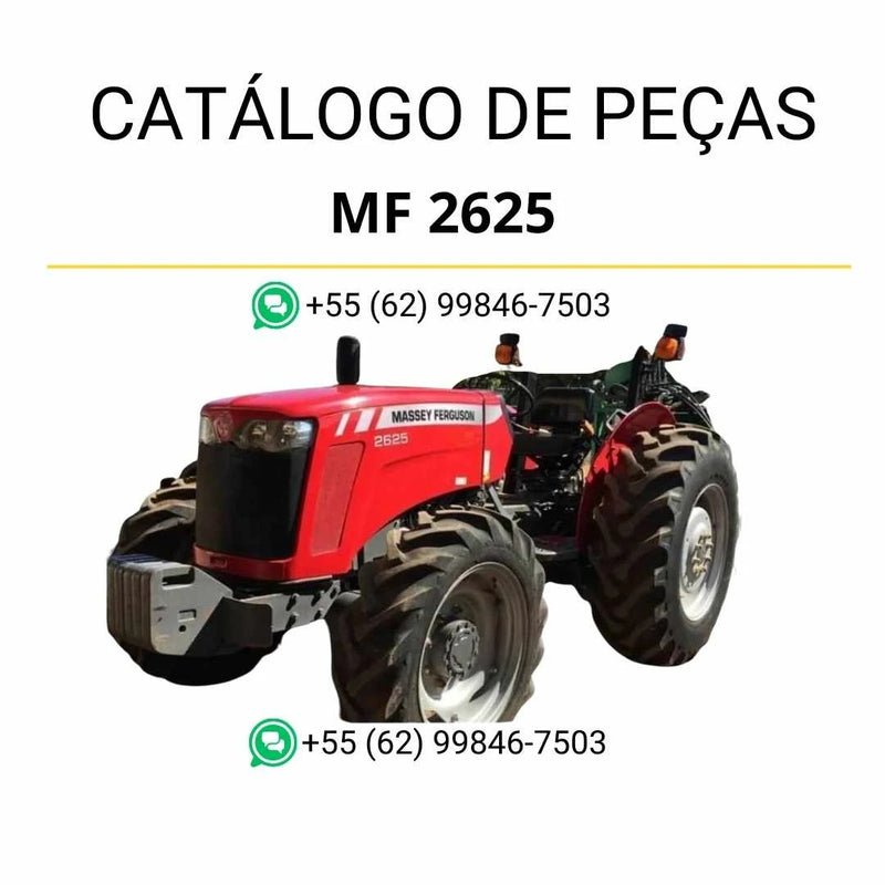 Catálogo de peças Massey Ferguson MF 2625 em PDF, com diagramas técnicos e identificação precisa dos componentes originais do trator.