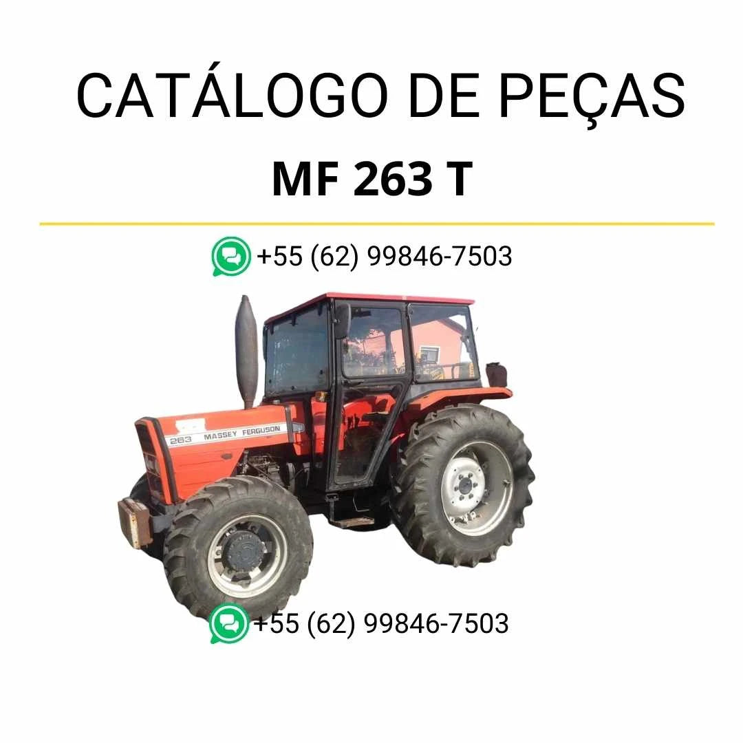 Catálogo de peças Massey Ferguson MF 263 T em PDF, trazendo vistas explodidas e identificação completa dos componentes do trator.