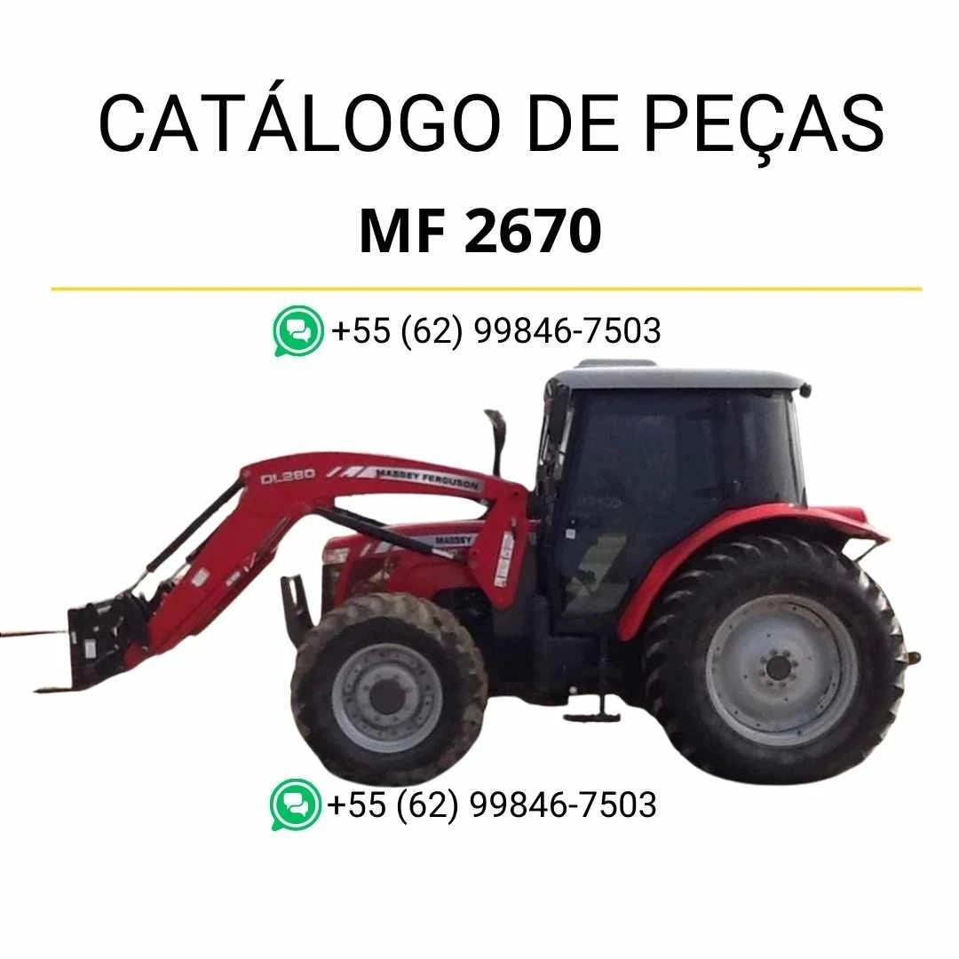 Catálogo de peças Massey Ferguson MF 2670 em PDF, com diagramas técnicos e relação completa de componentes originais do trator.