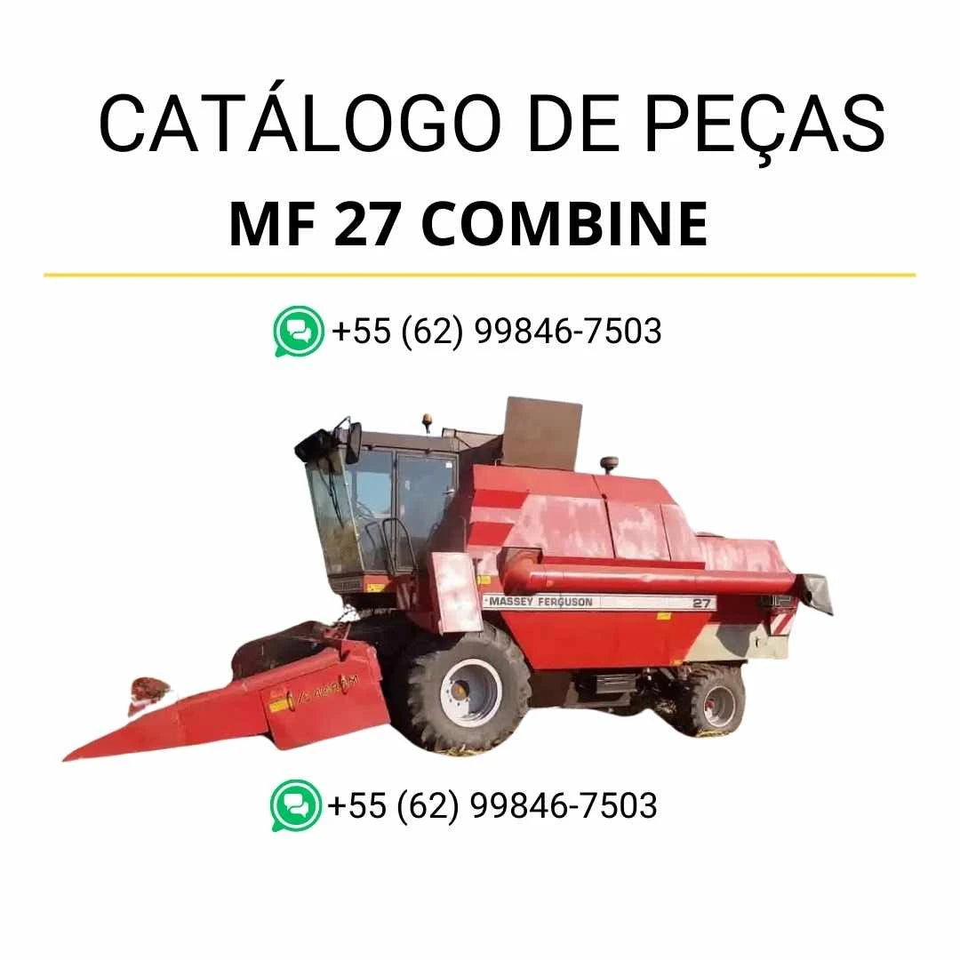 Catálogo de peças Massey Ferguson MF 27 Combine em PDF, com listas de componentes, ilustrações técnicas e detalhes da colheitadeira.