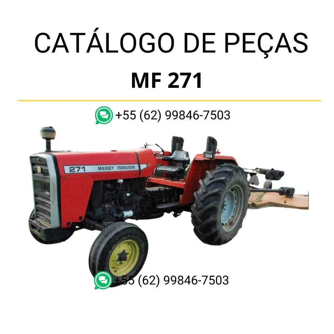 Catálogo de peças Massey Ferguson MF 271/281 em PDF, com vistas explodidas, componentes originais e detalhes técnicos do trator.