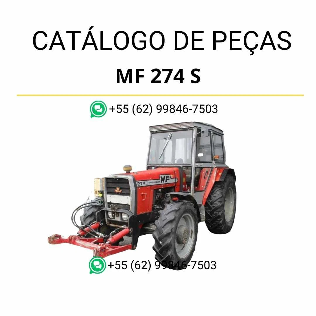Catálogo de peças Massey Ferguson MF 274 S em PDF, trazendo ilustrações técnicas, componentes originais e vistas completas do trator.