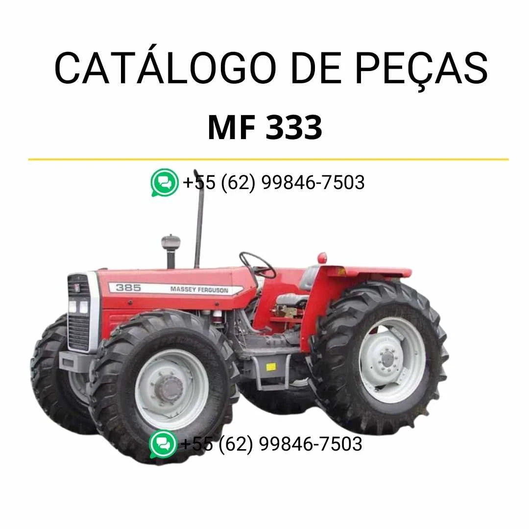 Catálogo de peças Massey Ferguson MF 333, 353, 363, 373, 383 e 393 em PDF, com ilustrações técnicas e identificação completa de componentes.