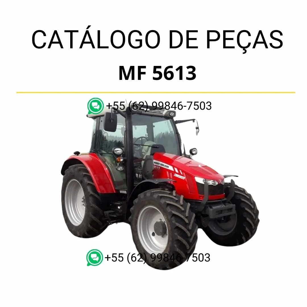 Catálogo de peças Massey Ferguson MF 5613 Dyna 6 em PDF, com diagramas detalhados e identificação técnica dos componentes do trator
