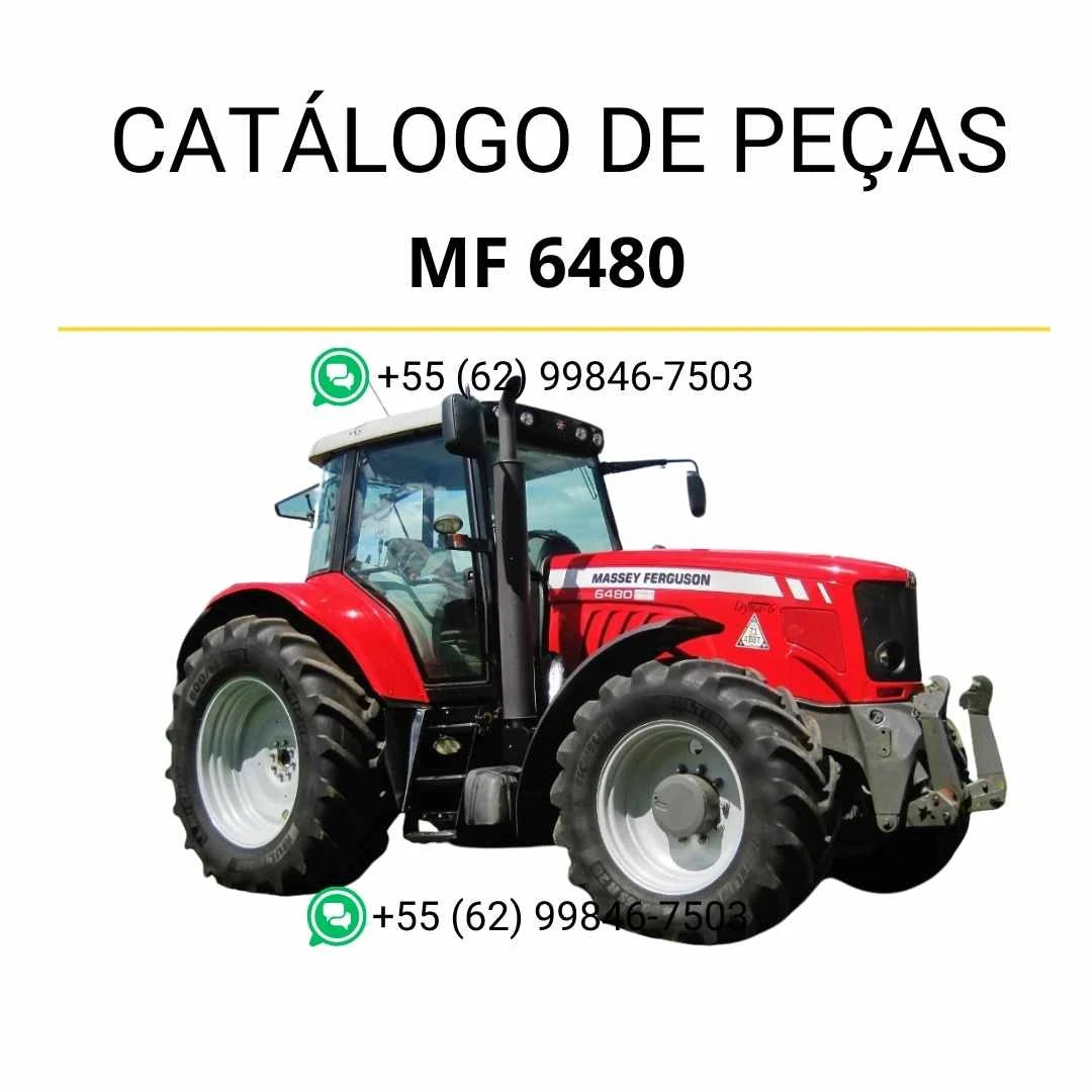 Catálogo de peças Massey Ferguson MF 6480 Tier 3 com motor Sisu em PDF, contendo vistas explodidas detalhadas e identificação completa dos componentes.