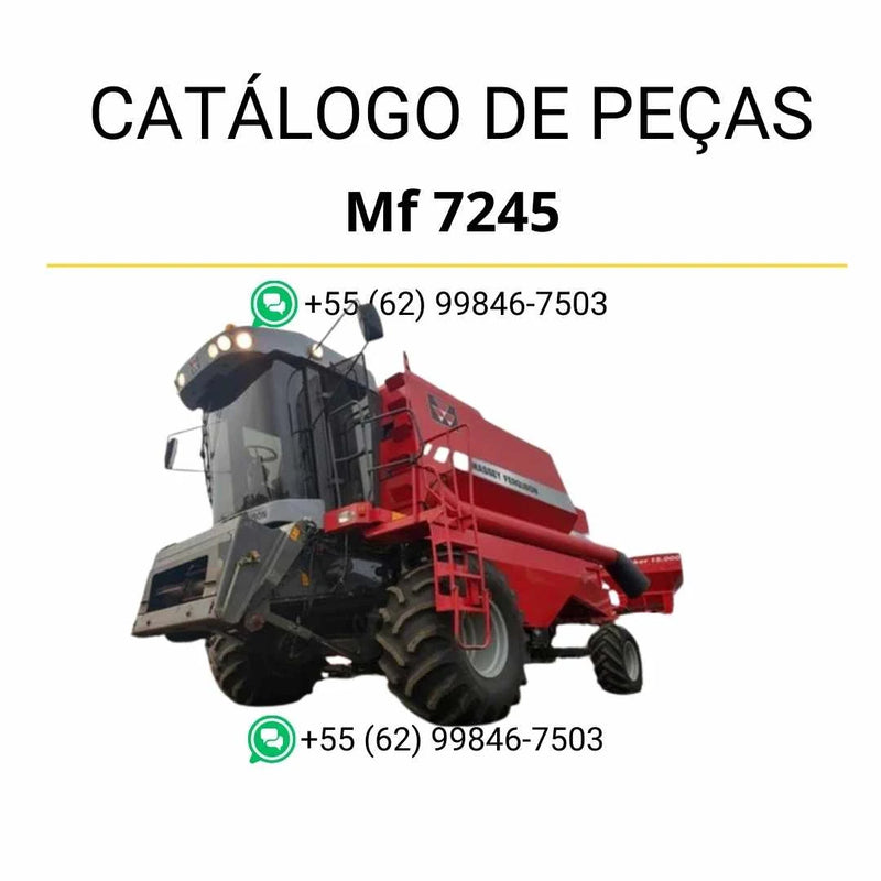 Catálogo de peças da colheitadeira Massey Ferguson MF 7245 em PDF, com diagramas técnicos detalhados e identificação completa dos componentes originais.
