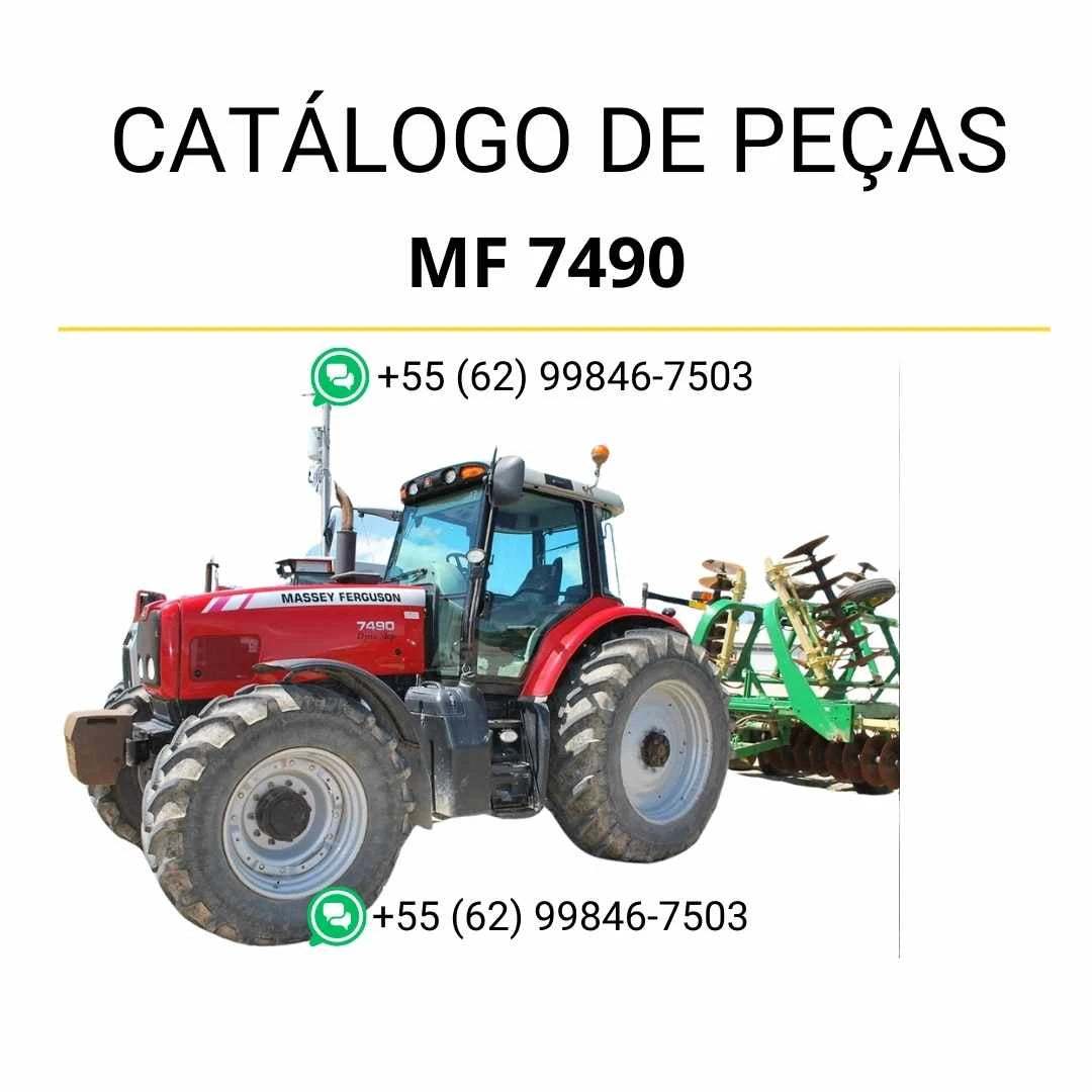 Catálogo de peças Massey Ferguson MF 7490 Dyna VT/Dyna Step em PDF, com ilustrações técnicas detalhadas e identificação completa dos componentes.