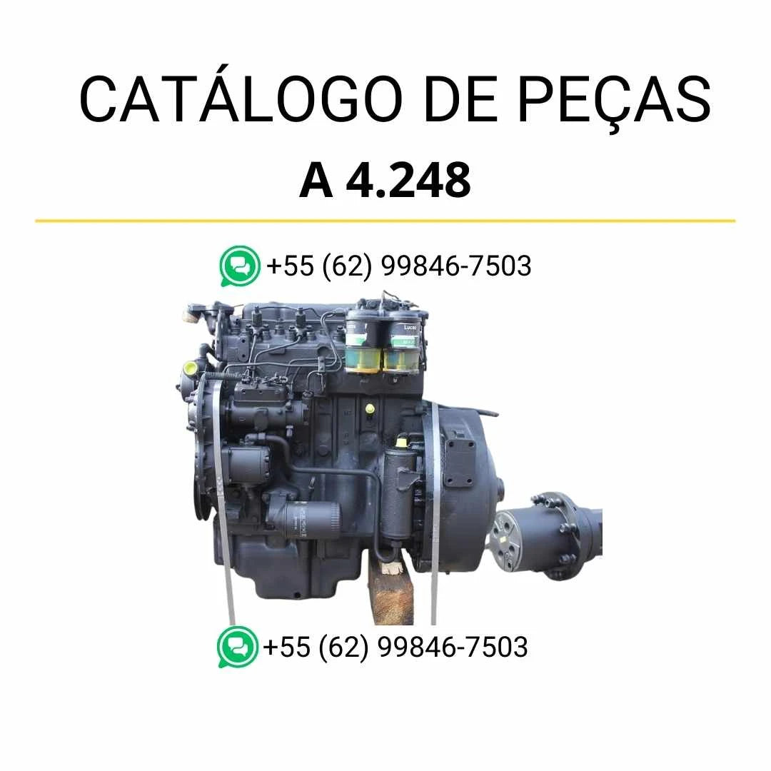 Catálogo de peças do motor Perkins A 4.248 Massey Ferguson em PDF, com diagramas técnicos e lista completa de componentes originais