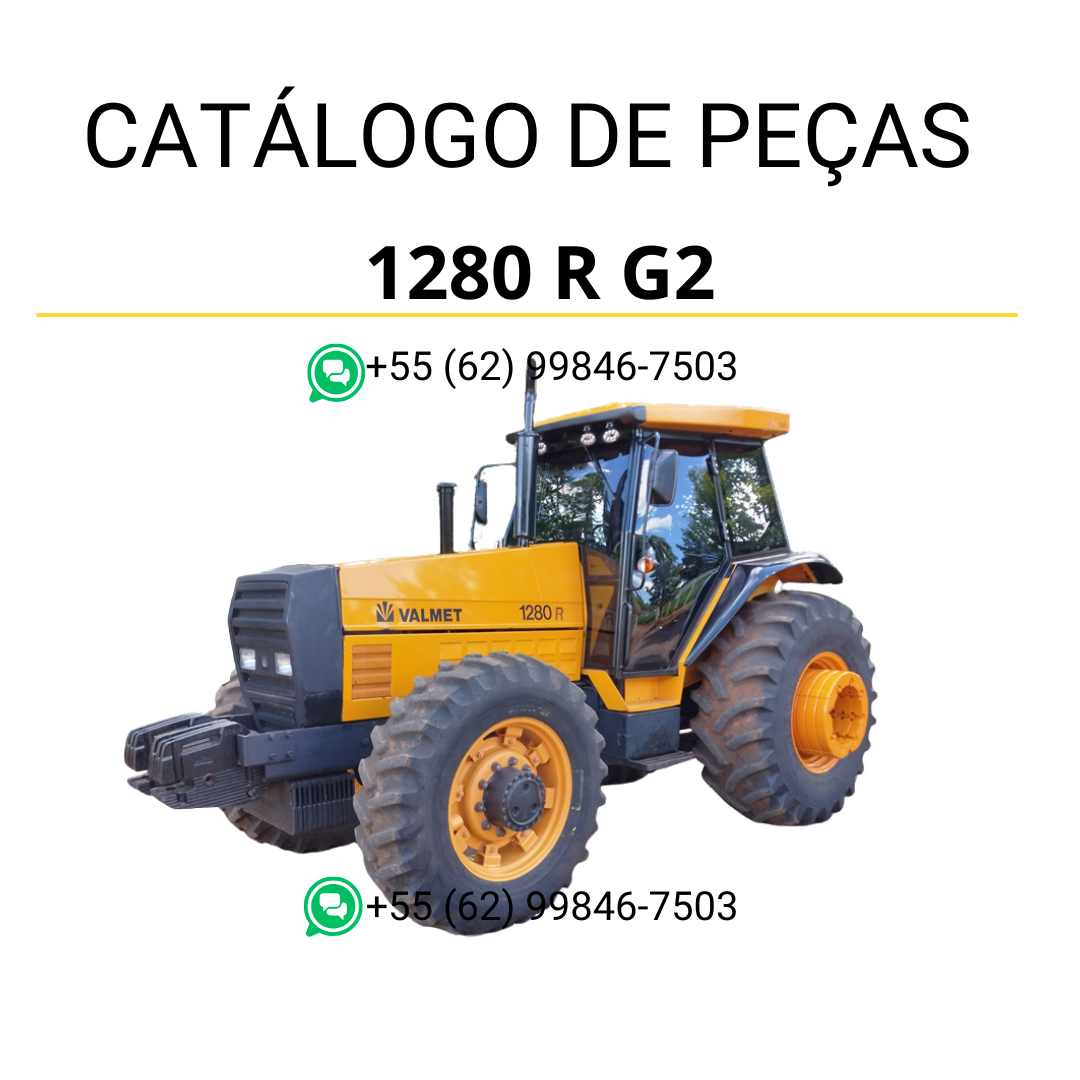 Catálogo de peças Valtra 1280R G2 em PDF — contém diagramas técnicos detalhados, lista de componentes originais e informações completas para manutenção do trator agrícola.