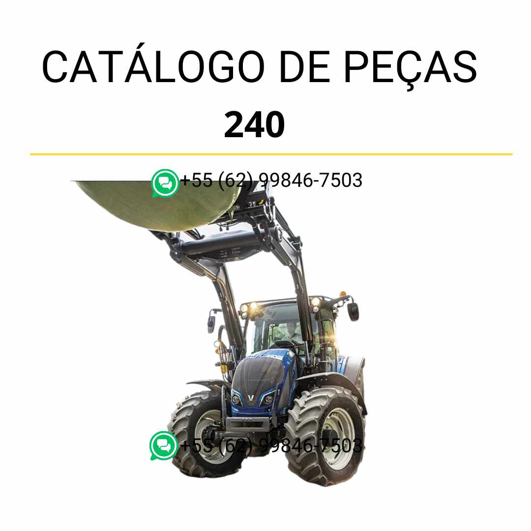 Catálogo de peças Valtra 240 em PDF — lista ilustrada com componentes originais e diagramas técnicos completos do carregador frontal agrícola.