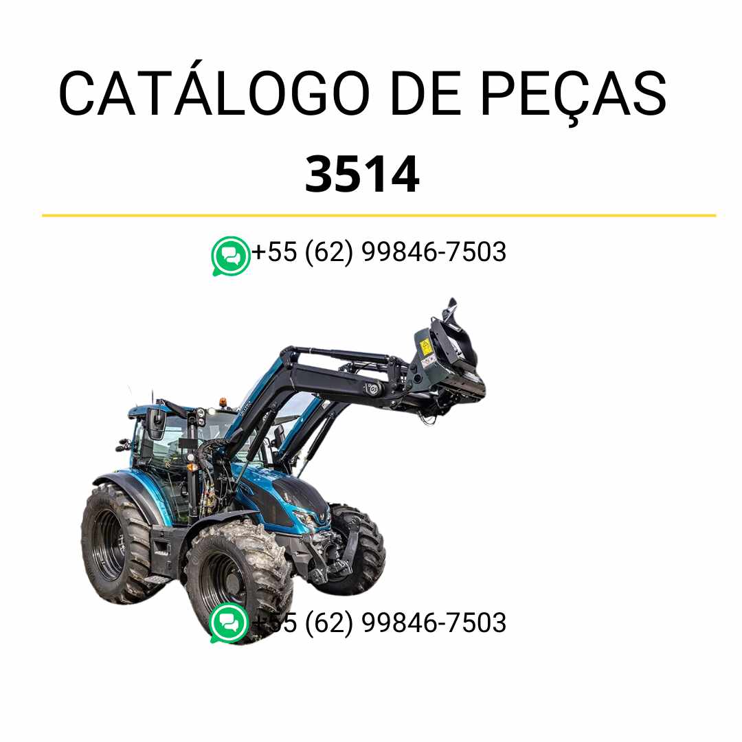 Catálogo de peças Valtra 3514 em PDF — lista ilustrada com componentes originais e diagramas técnicos detalhados do carregador frontal agrícola.