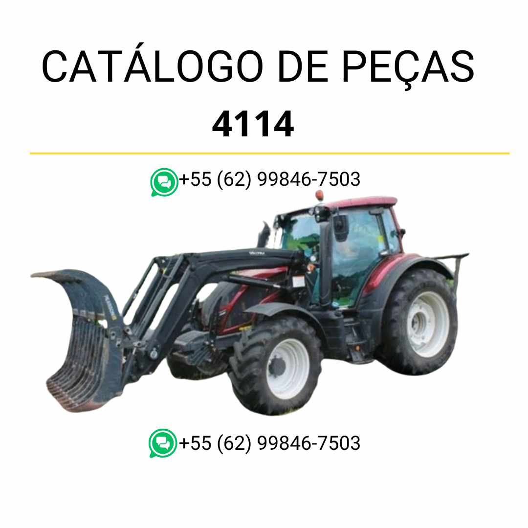 Catálogo de peças Valtra 4114 em PDF — guia ilustrado com diagramas técnicos e lista completa de componentes originais do carregador frontal agrícola.