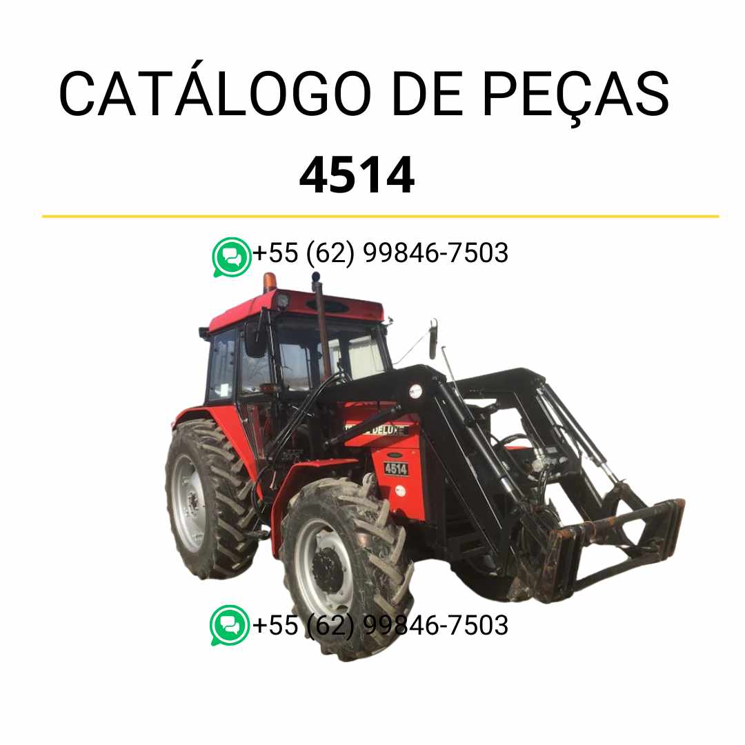 Catálogo de peças Valtra 4514 em PDF — lista detalhada de componentes originais com diagramas técnicos e ilustrações do carregador frontal agrícola.