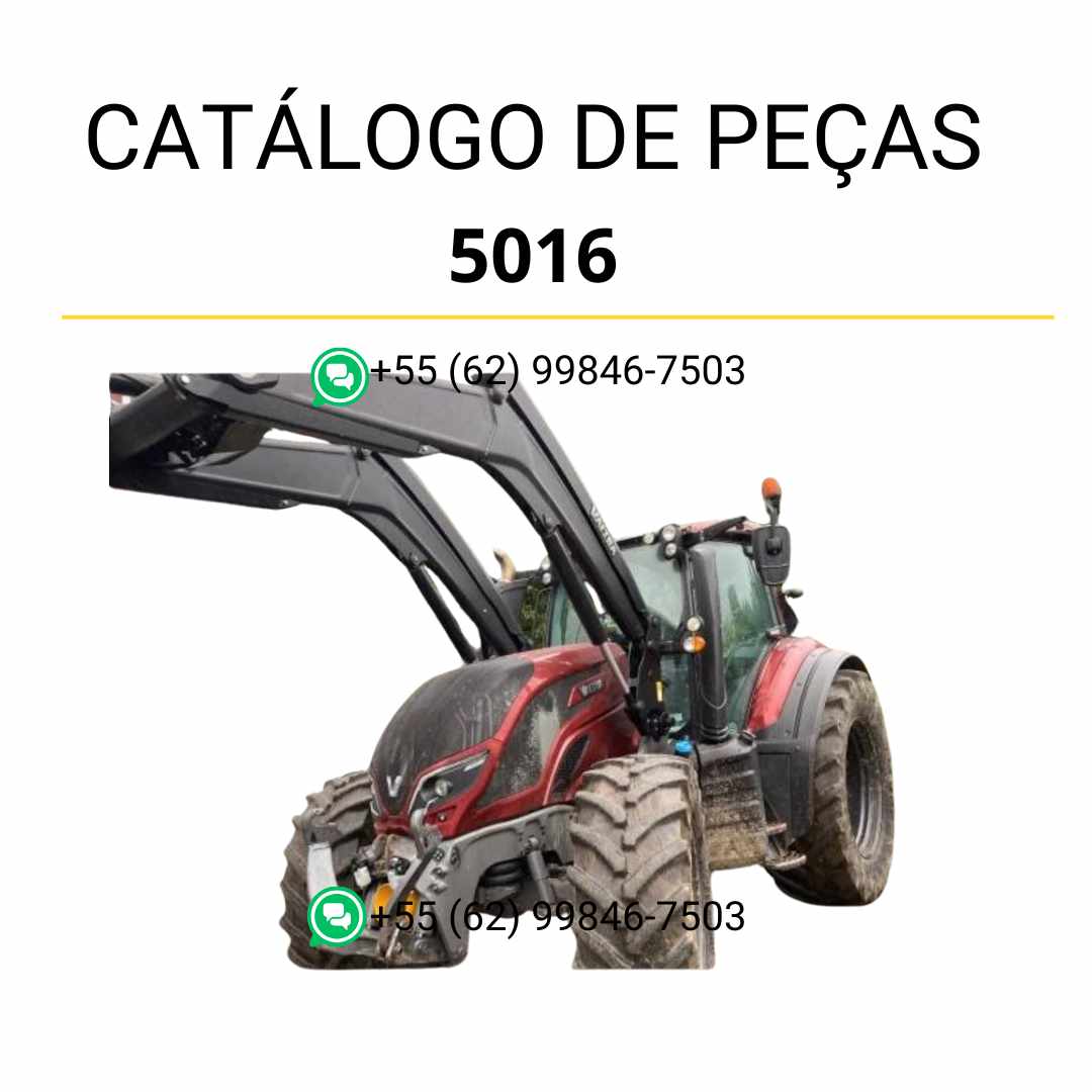 Catálogo de peças Valtra 5016 em PDF — guia ilustrado com diagramas técnicos e lista completa de componentes originais do carregador frontal agrícola.