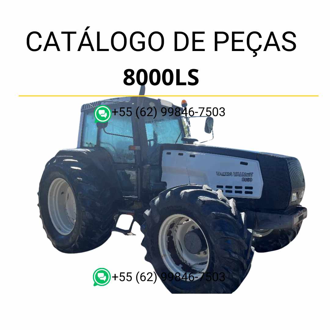 Catálogo de peças Valtra 8000LS em PDF — inclui diagramas detalhados, códigos originais e lista completa de componentes do trator agrícola.