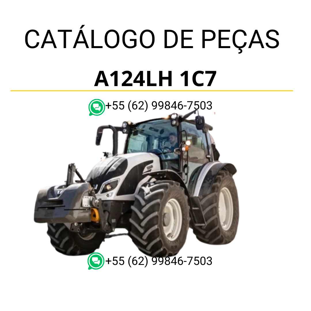 Catálogo de peças Valtra A124LH 1C7 (A4 Series) em PDF — inclui diagramas detalhados, lista de componentes originais e ilustrações técnicas completas para manutenção e reparo do trator agrícola.