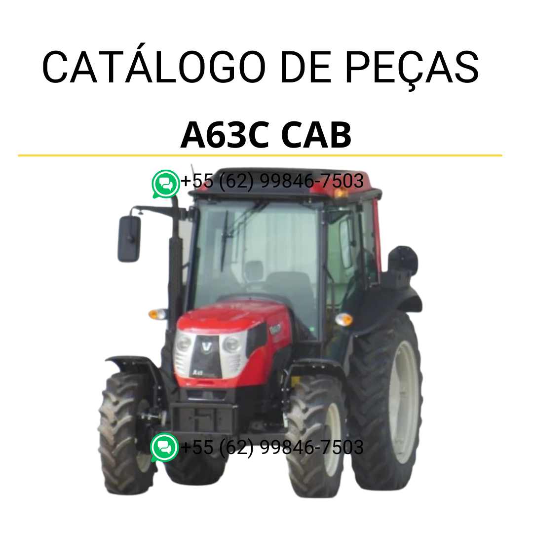 Catálogo de peças Valtra A63C CAB em PDF — traz diagramas técnicos detalhados, lista de componentes originais e ilustrações completas para manutenção e reparo do trator agrícola com cabine.