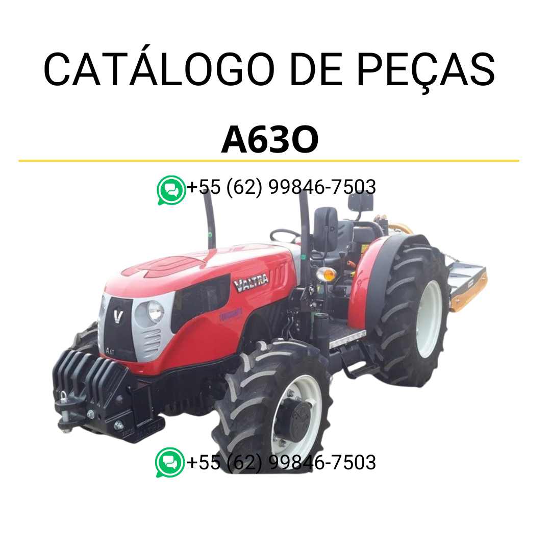 Catálogo de peças Valtra A63O em PDF — inclui diagramas técnicos, lista de componentes originais e ilustrações detalhadas para manutenção e identificação completa do trator agrícola.