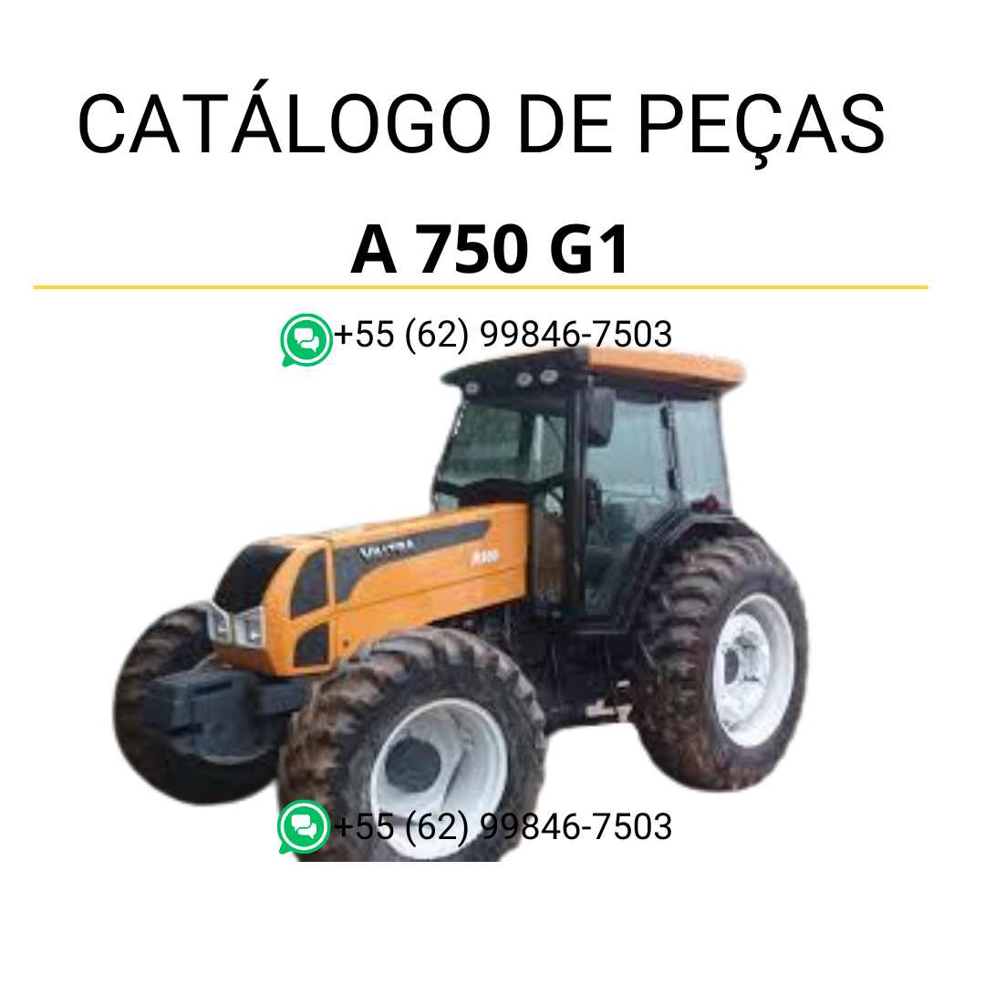 Catálogo de peças Valtra A750 G1 em PDF — inclui ilustrações detalhadas, códigos originais e lista completa de componentes para manutenção do trator agrícola.