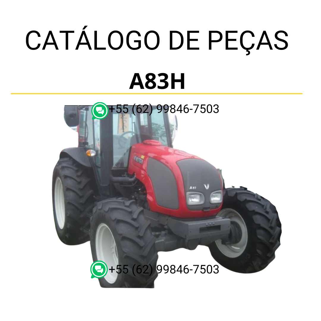 Catálogo de peças Valtra A83H (A3 Series) em PDF — inclui ilustrações técnicas detalhadas, lista de componentes originais e diagramas completos para manutenção e reparo do trator agrícola.