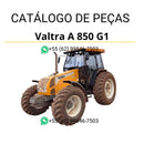 Catálogo de peças Valtra A850 G1 em PDF — apresenta diagramas técnicos, lista completa de componentes originais e instruções detalhadas para manutenção e reposição do trator agrícola.