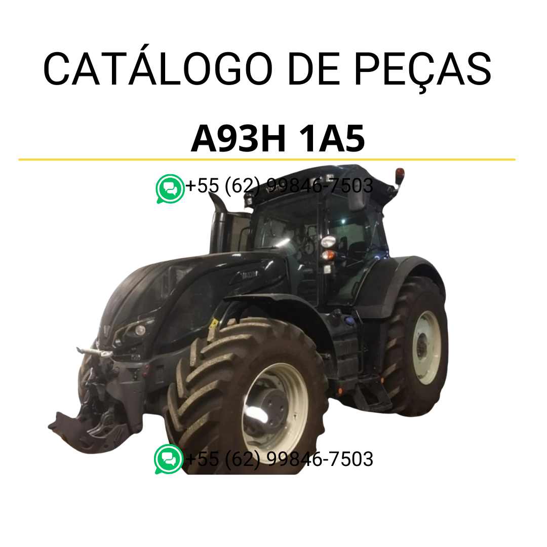 Catálogo de peças Valtra A93H 1A5 (A3 Series) em PDF — apresenta diagramas técnicos detalhados, códigos originais e lista completa de componentes para manutenção e identificação precisa do trator agrícola.