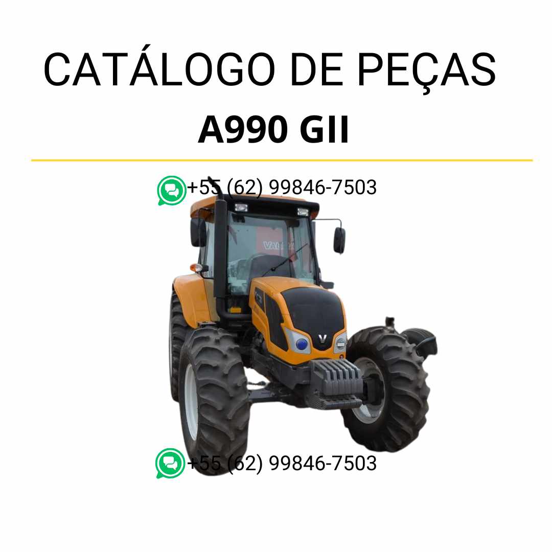 Catálogo de peças Valtra A990 GII Trator em PDF — apresenta diagramas técnicos detalhados, ilustrações precisas e lista completa de componentes originais, ideal para manutenção e identificação de peças agrícolas.