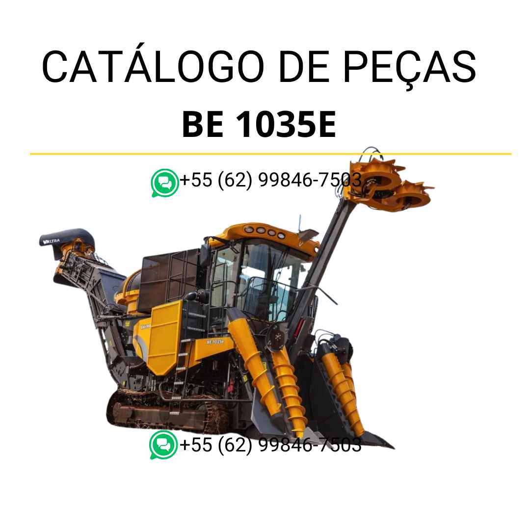 Catálogo de peças Valtra BE 1035E (colheitadeira) em PDF — contém vistas explodidas detalhadas, códigos originais e diagramas técnicos completos para manutenção e substituição de peças.