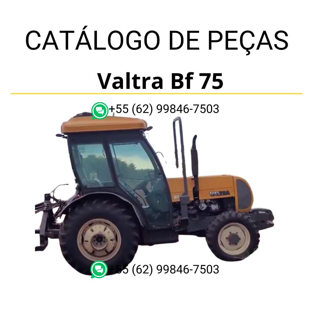 Catálogo de peças Valtra BF75 em PDF — inclui diagramas técnicos detalhados, lista completa de componentes e referências originais para manutenção do trator agrícola.