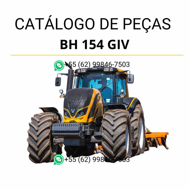 Catálogo de peças Valtra BH 154 GIV Tier 3 em PDF — apresenta diagramas técnicos completos, códigos originais e identificação detalhada das peças do trator agrícola.