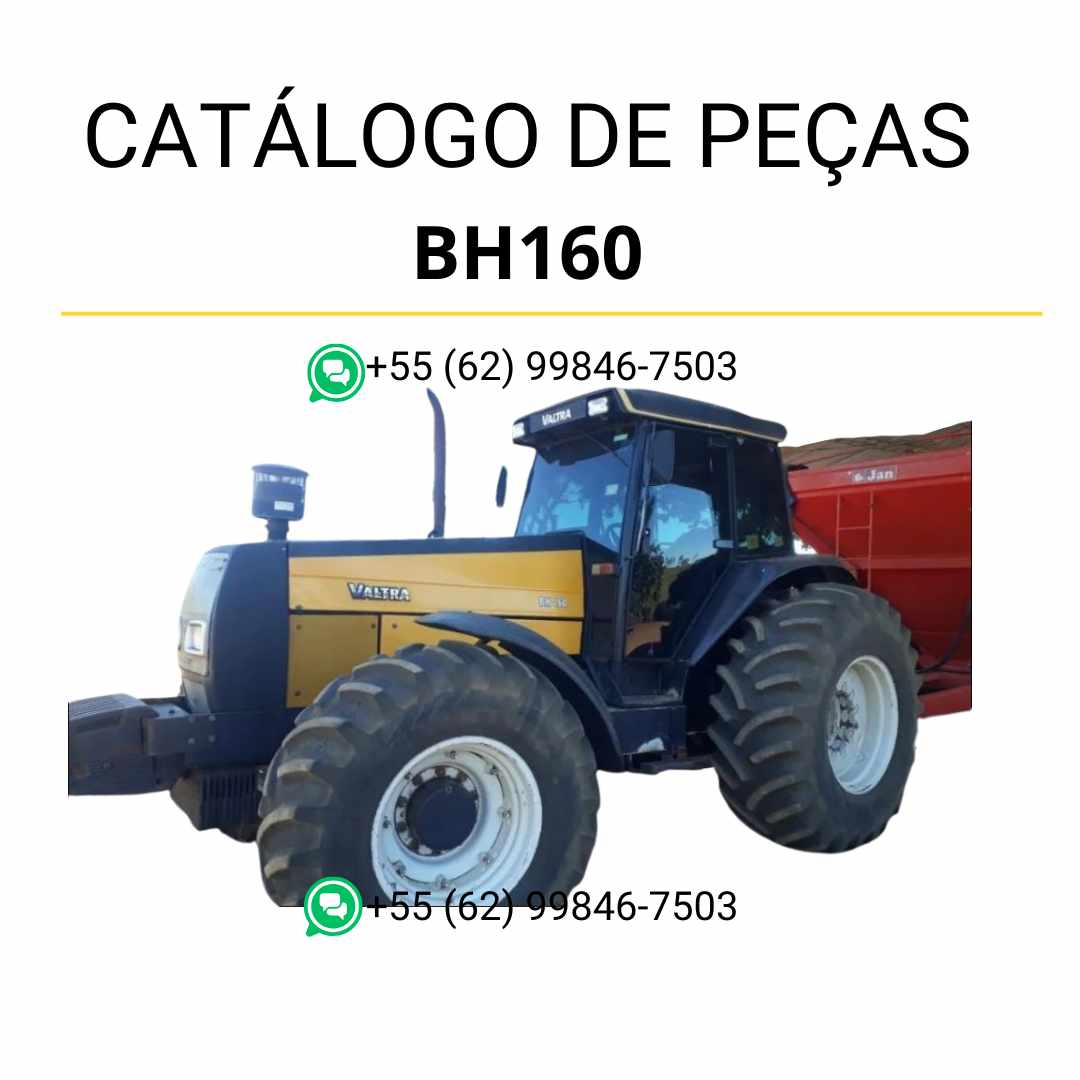 Catálogo de peças Valtra BH160 (BR) em PDF — apresenta ilustrações técnicas detalhadas, identificação de componentes originais e lista completa de peças do trator.