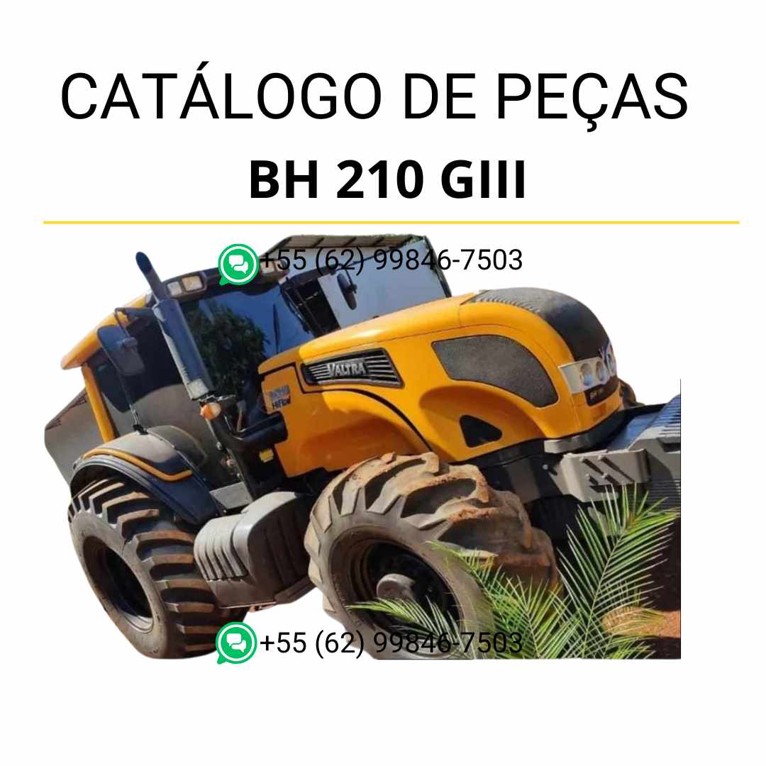 Catálogo de peças Valtra BH 210 GIII Trator em PDF — contém diagramas detalhados, ilustrações técnicas e lista completa de componentes originais para manutenção, reparos e identificação de peças agrícolas.