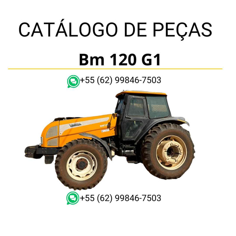 Catálogo de peças Valtra BM120 G1 em PDF — inclui diagramas técnicos detalhados, lista de componentes originais e informações completas para manutenção do trator agrícola.