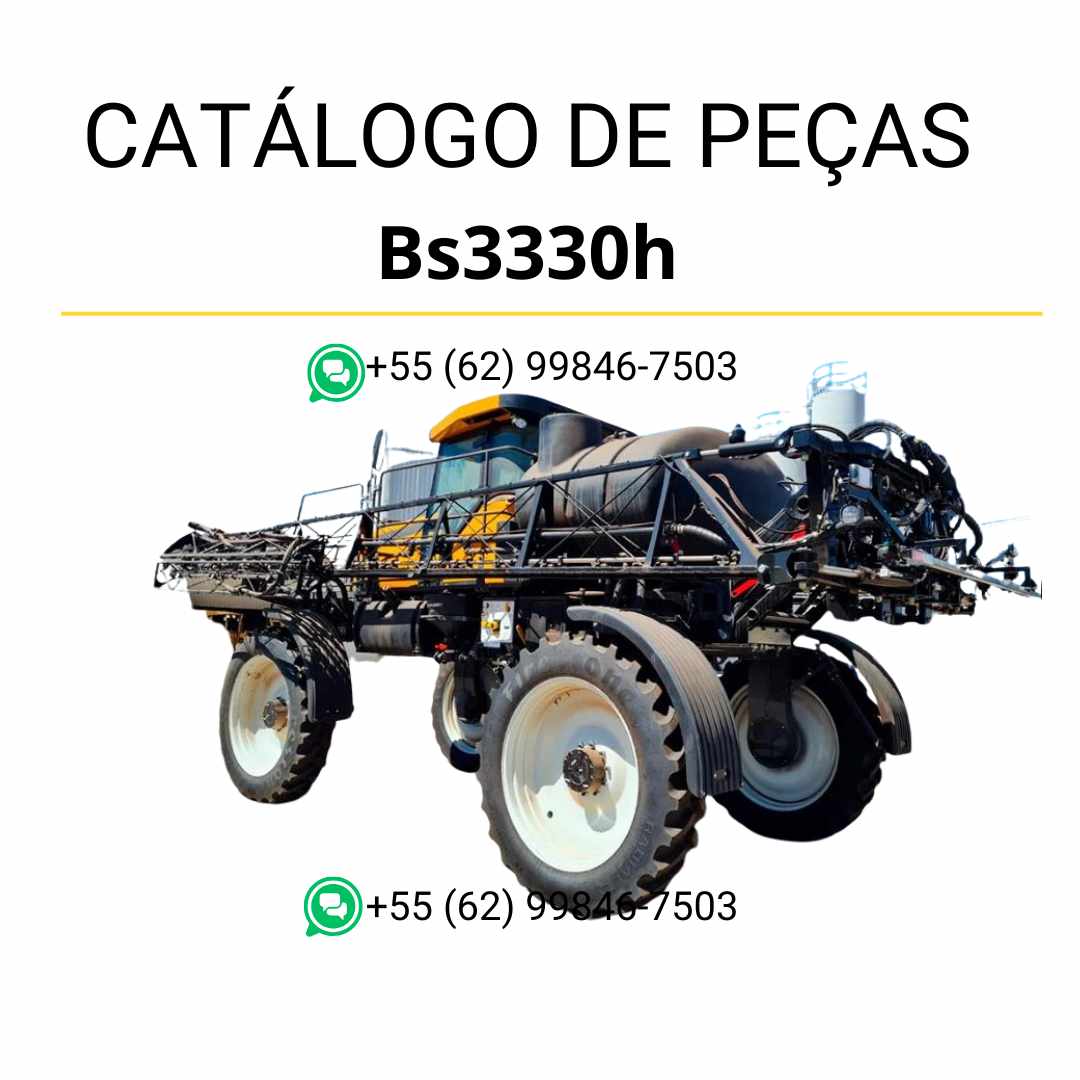Catálogo de peças Valtra BS3330H em PDF — lista ilustrada de componentes originais e diagramas técnicos completos do pulverizador agrícola.