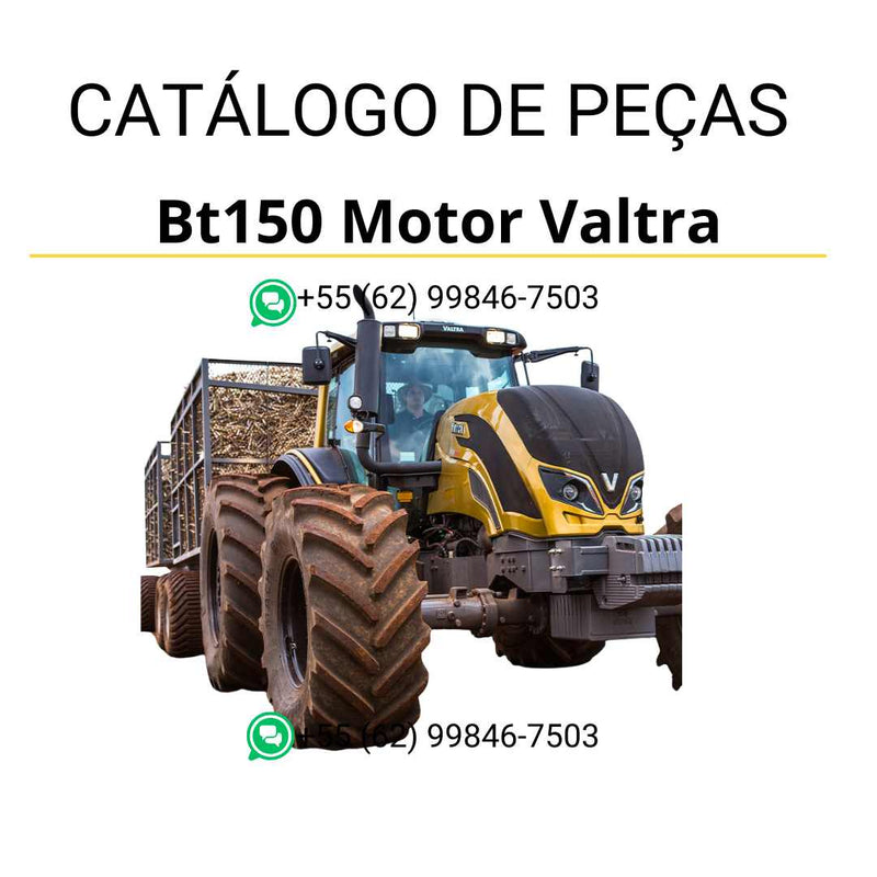 Catálogo de peças Valtra BT150 Motor em PDF — inclui diagramas detalhados, códigos de componentes originais e referências completas para manutenção do motor agrícola.