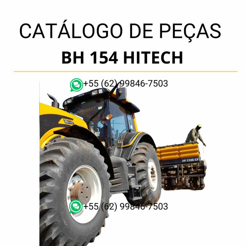 Catálogo de peças Valtra BH 154 Hitech em PDF — inclui diagramas técnicos detalhados, lista de componentes originais e códigos completos do trator agrícola.