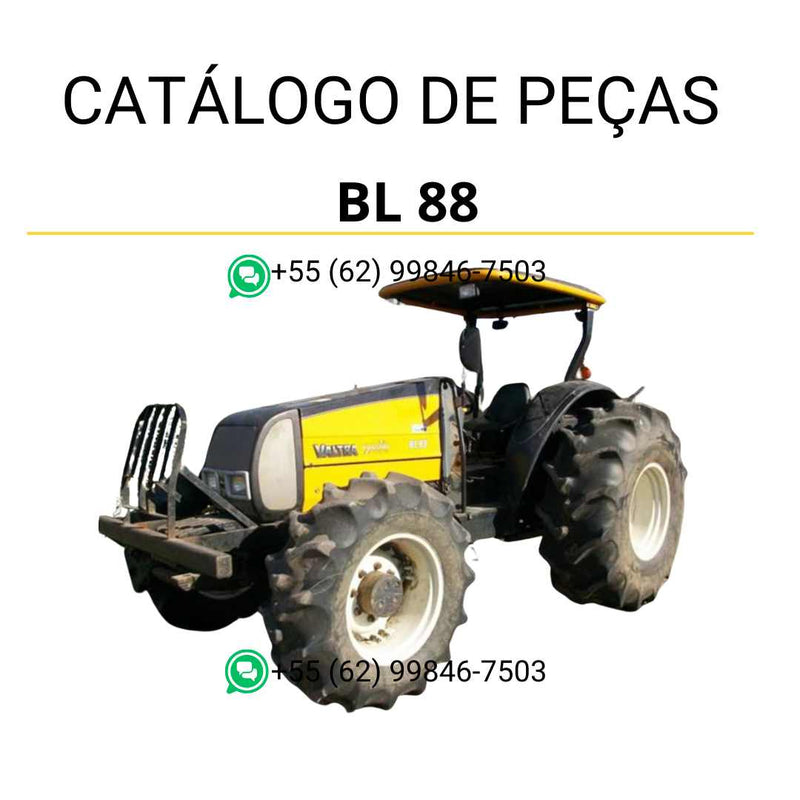 Catálogo de peças Valtra BL 88 em PDF — contém diagramas ilustrados, códigos originais e lista detalhada de componentes do trator agrícola Valtra.
