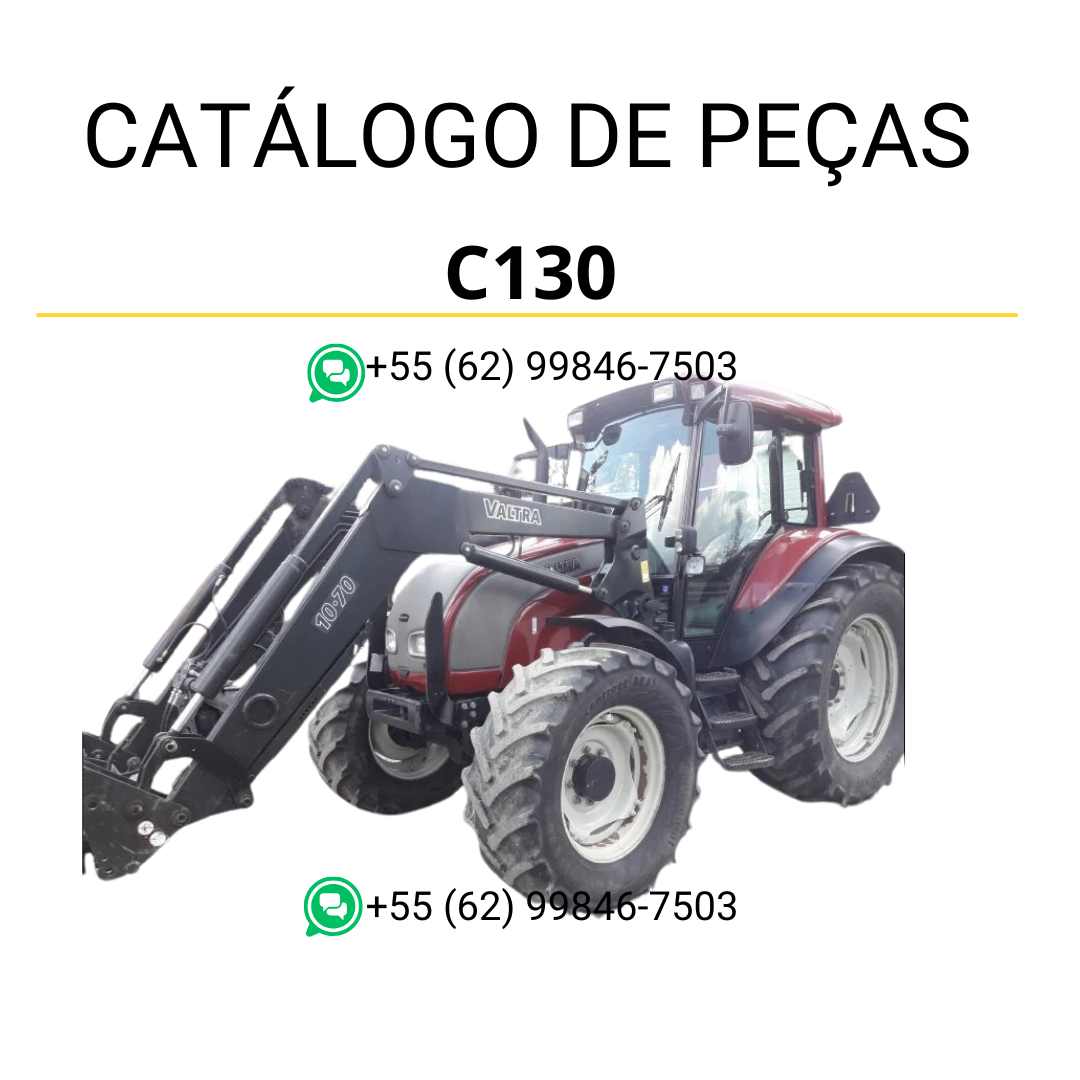 Catálogo de peças Valtra C130 (C Series) em PDF — inclui ilustrações técnicas detalhadas, códigos originais e lista completa de componentes para manutenção e reparos do trator agrícola.